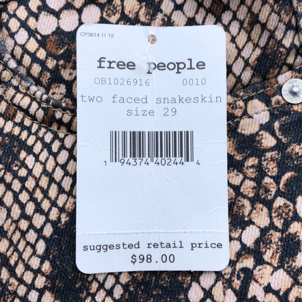 Free People Black Tan High Waist Leggings Jeans - Picture 9 of 11